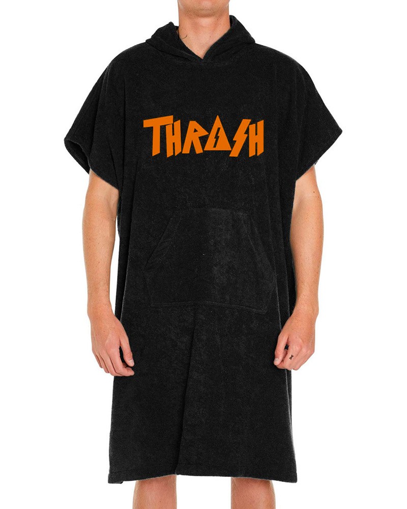 Poncho toalla THRASH Algodón - Negro & Naranja